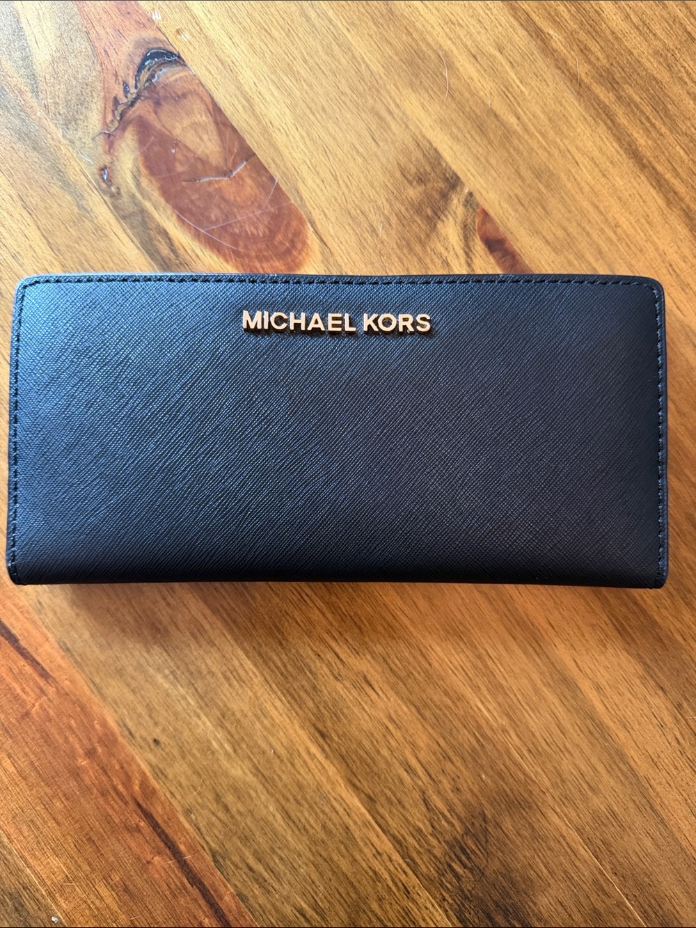 Michael Kors Black Leather Wallet with Gold Logo